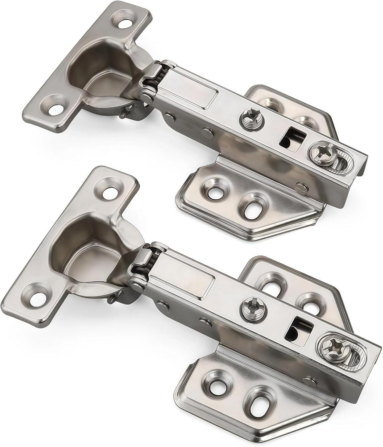 26mm Mini Cup Soft Close Hinge for Thin Door Half Overlay Concealed Cabinet Hinge with Screws Nickel Finish 10 Pcs
