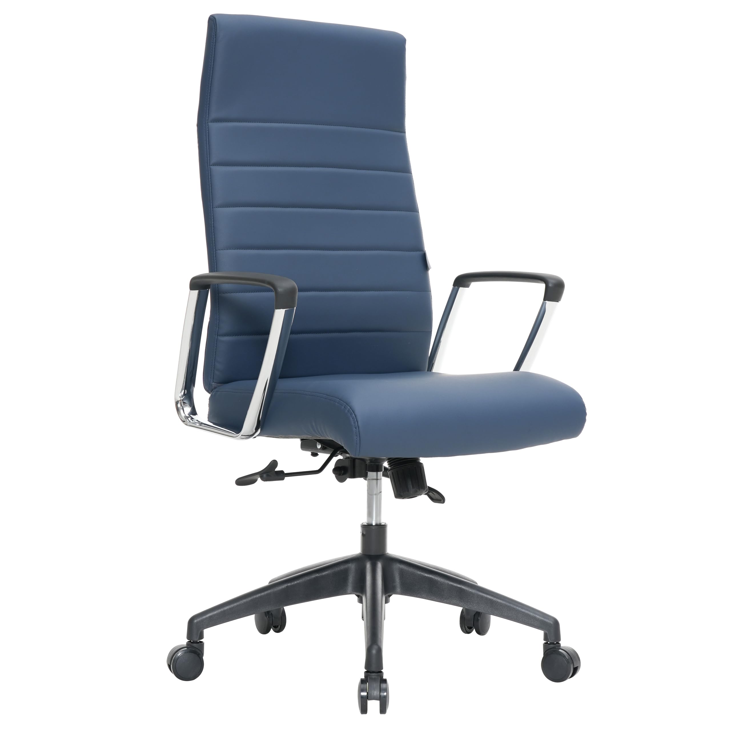 LeisureMod Hilton Modern Conference High Back Leather Ergonomic Executive Office Chair with Adjustable Height &amp; Swivel for Home and Office Room