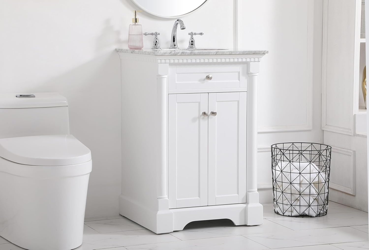 24 Single Bathroom Vanity, Soft-Close, White