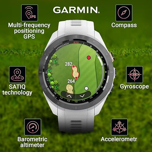 Miniatura 5 de Garmin Approach S70, reloj GPS de golf premium gris (1.654 in), pantalla AMOLED, más de 43,000 mapas de vista de campo a todo color con paquete