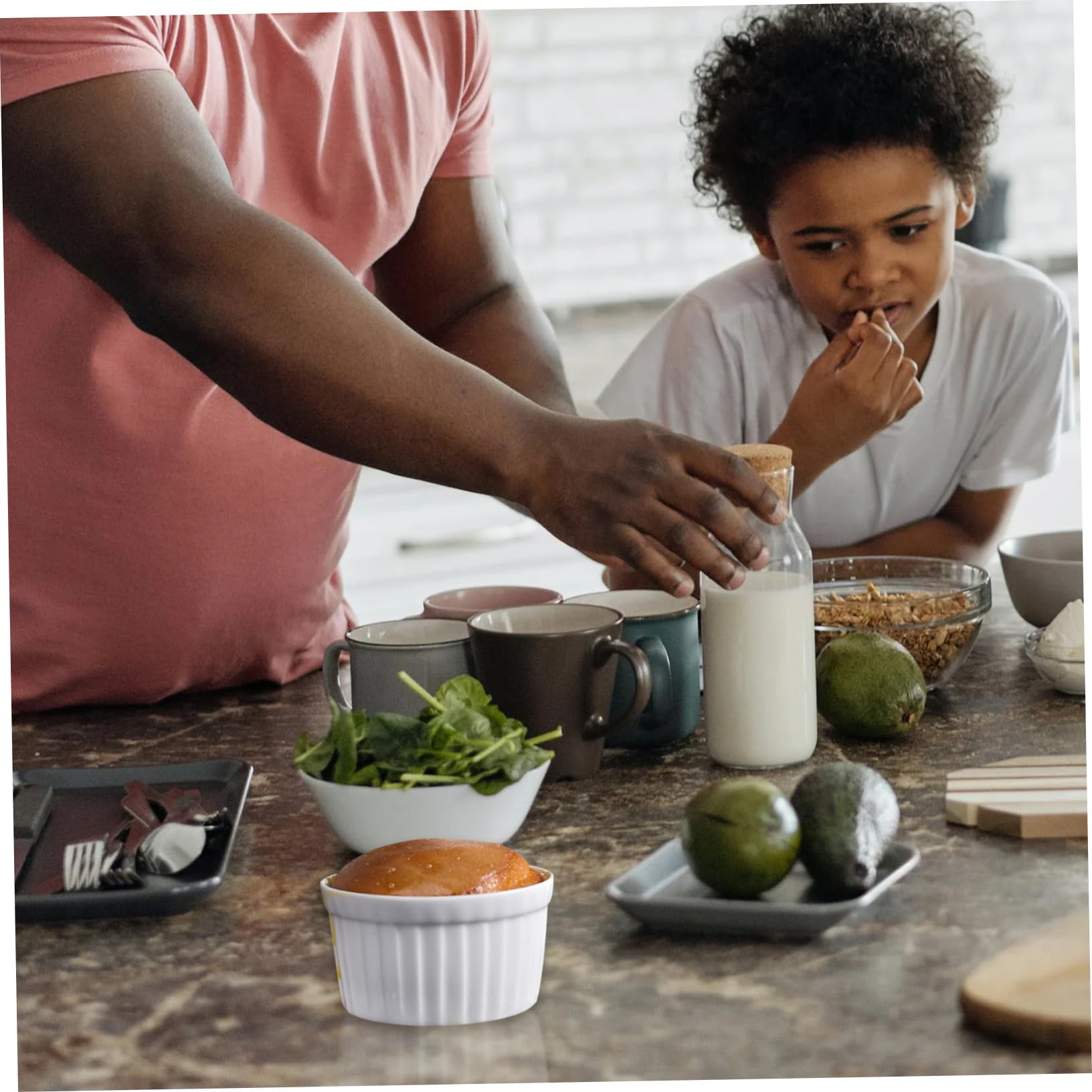 NAMOARLY 5pcs Pudding Bowl Cake Cup Porcelain Baking Bowls Pudding Baking Tools Condiment Cup Pudding Baking Bowls Custard Cups Fruit Container Baking Dishes for Oven White Ceramics