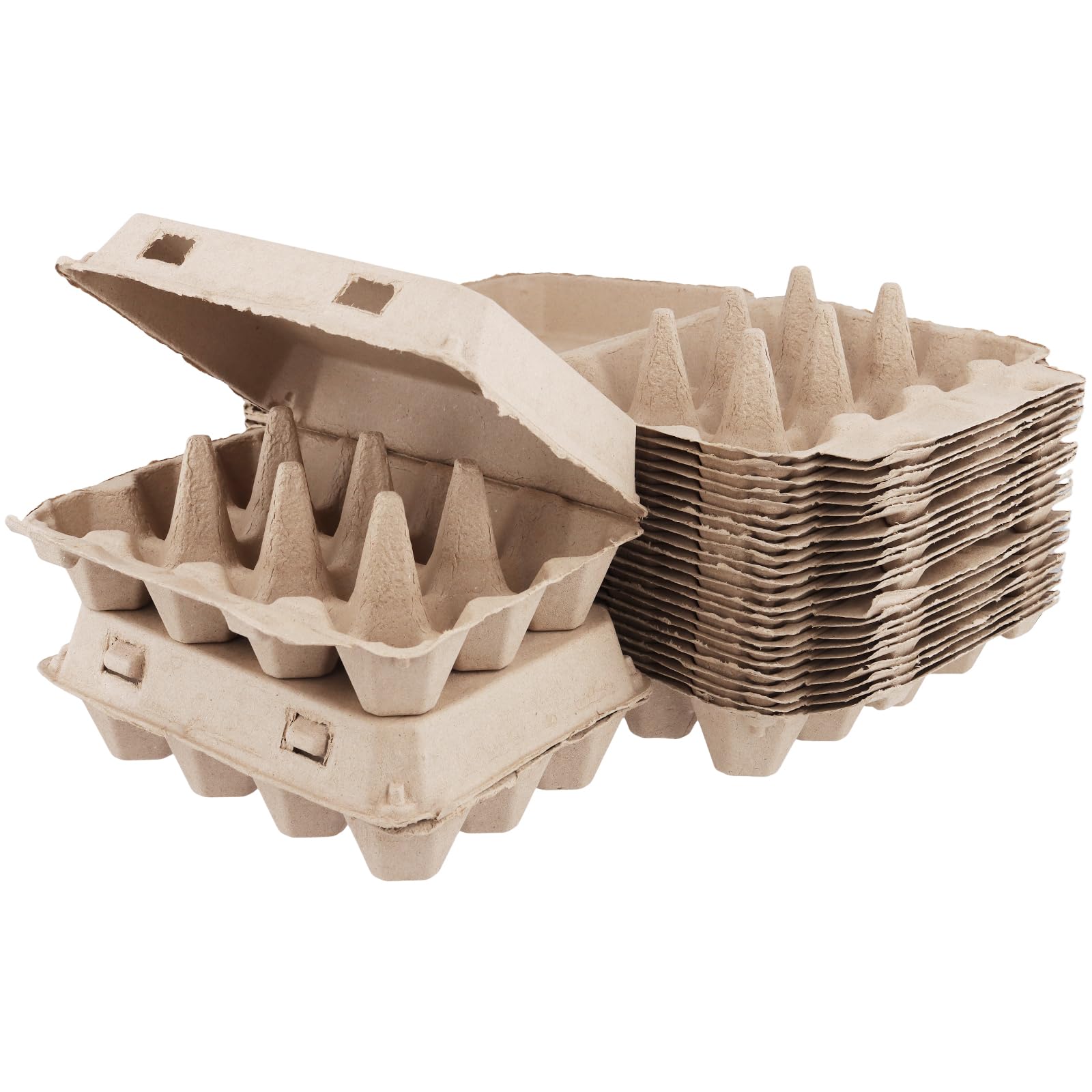 SENJEOK 25 PCS Cardboard Egg Boxes for 12 Eggs, 12 Count Dozen Paper Pulp Egg Cartons for Kitchen, 19 x 17 x 7cm