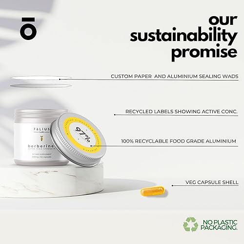 Miniatura 9 de Clean Label Berberina HCl 97% - Suplemento de berberina pura de ultra alta resistencia de 500 mg - Sin gluten - 90 cápsulas