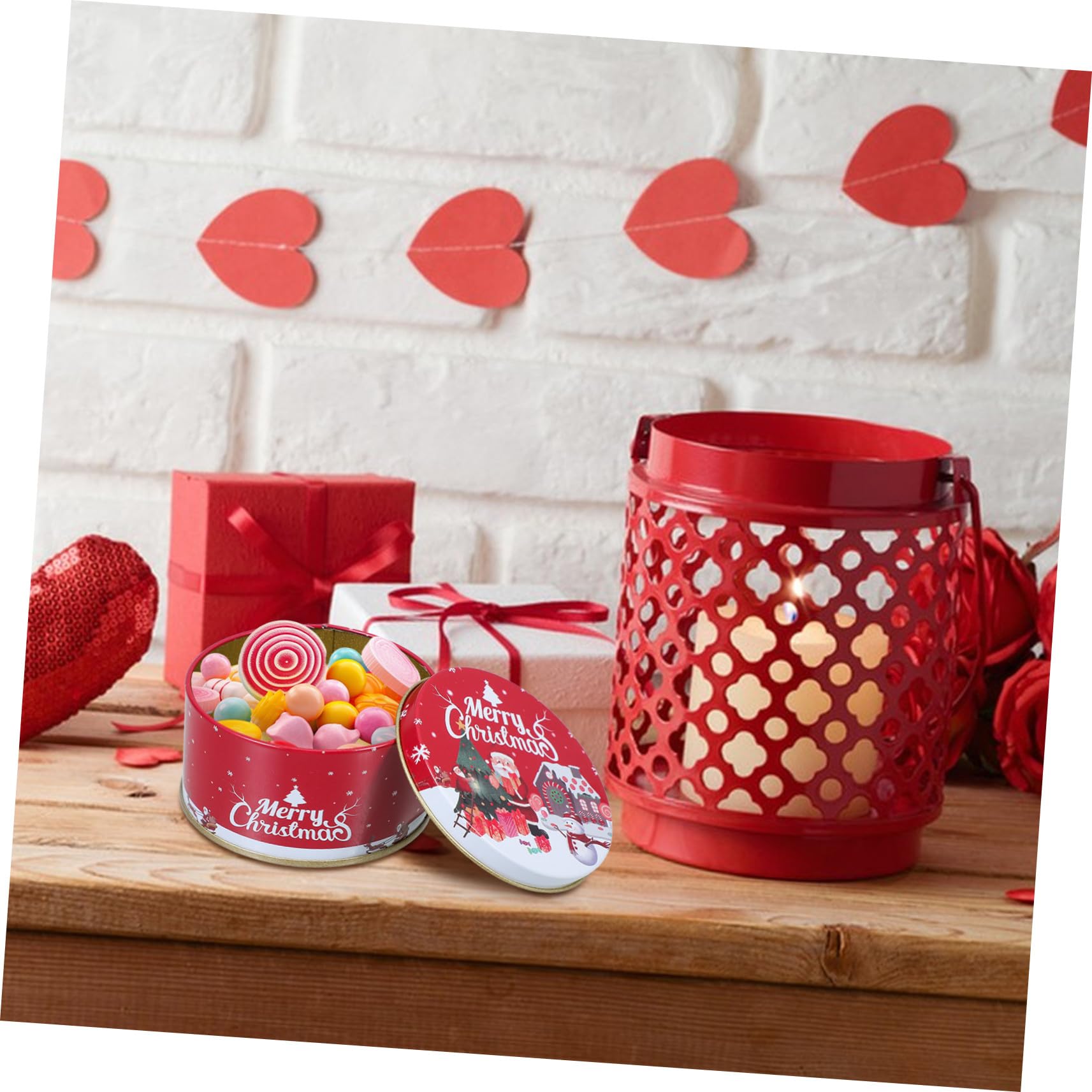 IWOWHERO Cajas De Dulces Navideñas De Hojalata 12 Unidades Colores Surtidos Diseño Estampado Navideño Resistente Portátiles Para Festivales Regalos Navideños