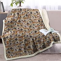 Vista 16 de BlessLiving Manta mullida de perros para niños y adultos, manta de vellón reversible con patrón de animales