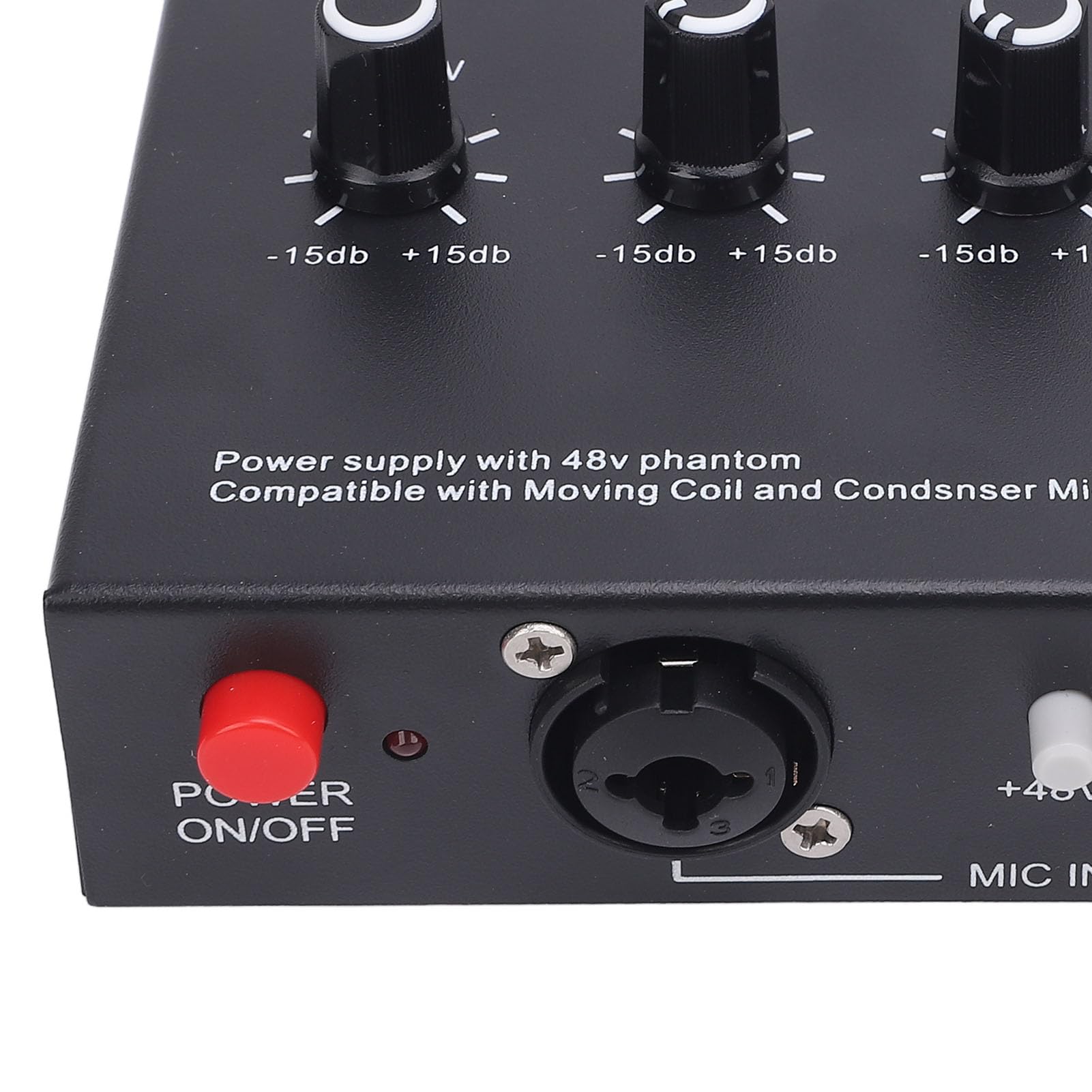 Generic Preamplificador de Micrófono Dinámico Potenciador de bajo Ruido Salida XLR de Potencia de 48 V para Podcasts Aleación de Aluminio Negro