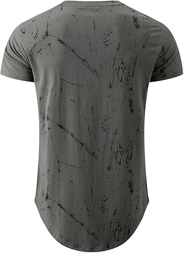 Miniatura 2 de KLIEGOU - Camiseta con dobladillo redondo, para hombre, estilo hipster, hip hop, patrón estampado