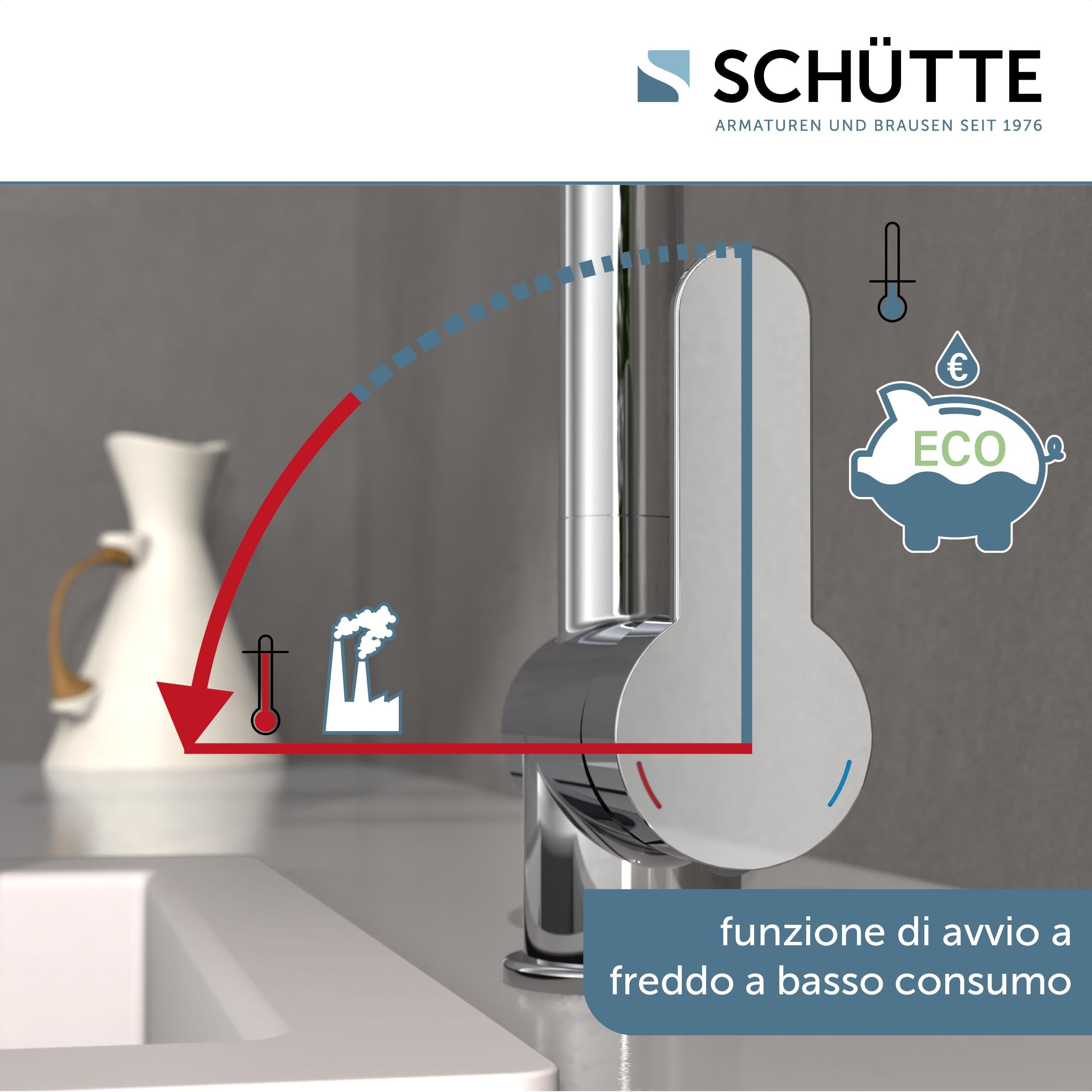 SCHÜTTE 79700 Rubinetto da cucina London con doccetta estraibile, rubinetto da cucina orientabile a 360 gradi, miscelatore monocomando, miscelatore per lavello in cromo