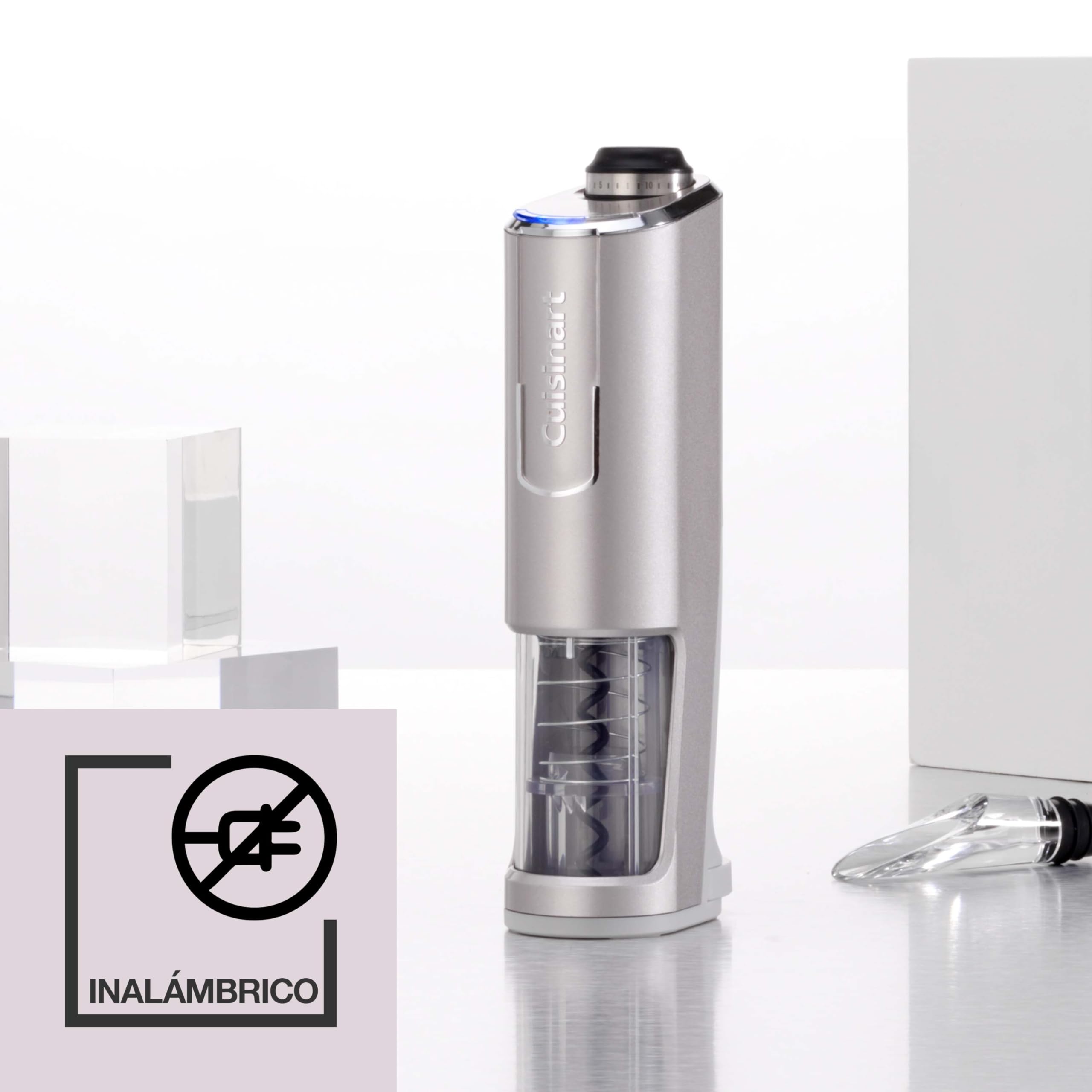 Cuisinart Abridor de Vino Inalámbrico con Sellador de Vacío | Abridor de botellas con tapón de corcho | hasta 50 botellas | Cortador de papel de aluminio integrado | Regalo para amantes del vino