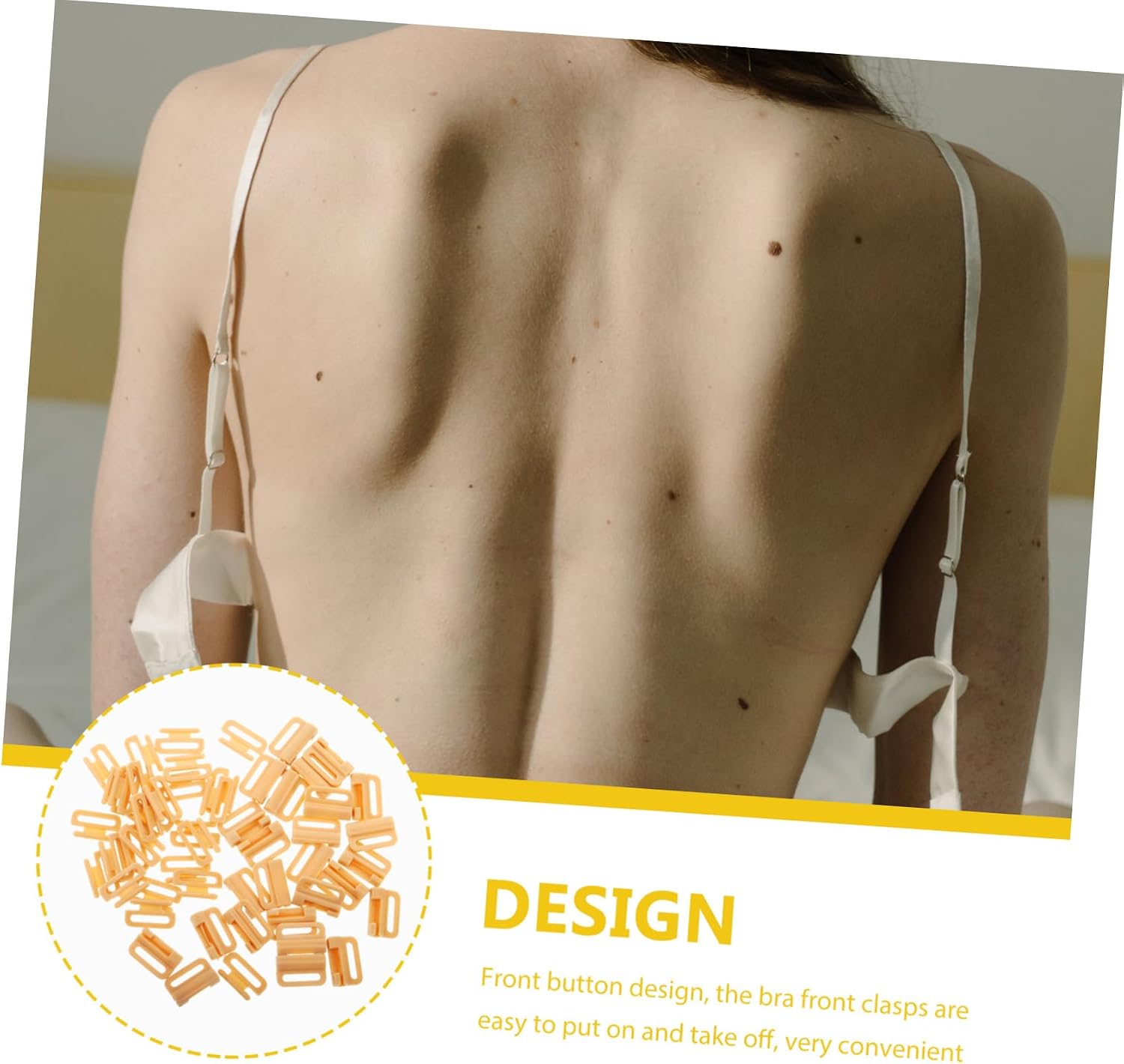 Plastic Bra Front Closing Clasps for Women, 100 Sets Khaki