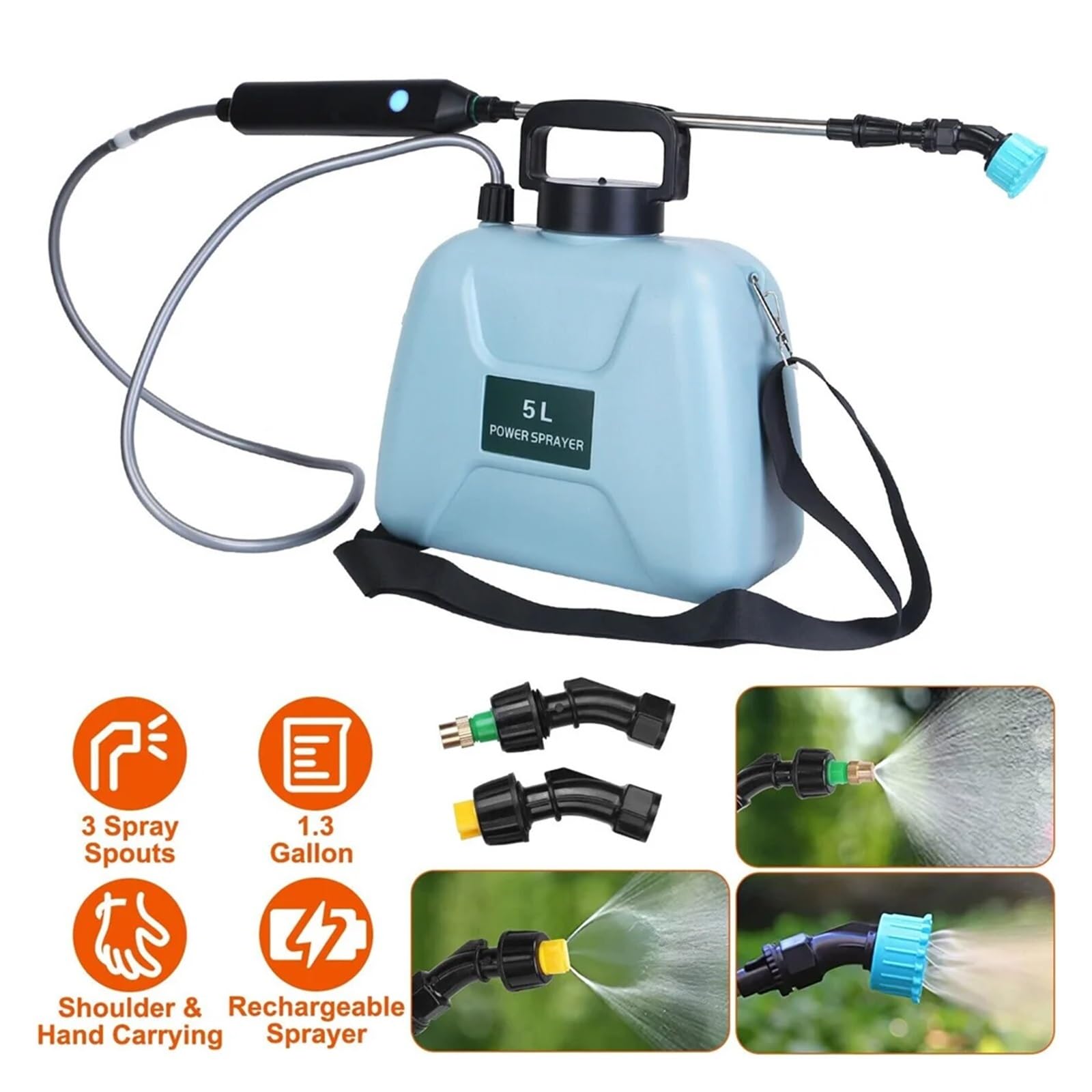 Spruzzatore elettrico, Annaffiatoio elettrico da 5 litri con pistola a spruzzo, strumento di irrigazione ricaricabile USB automatico for piante giardino Mister(Groen)