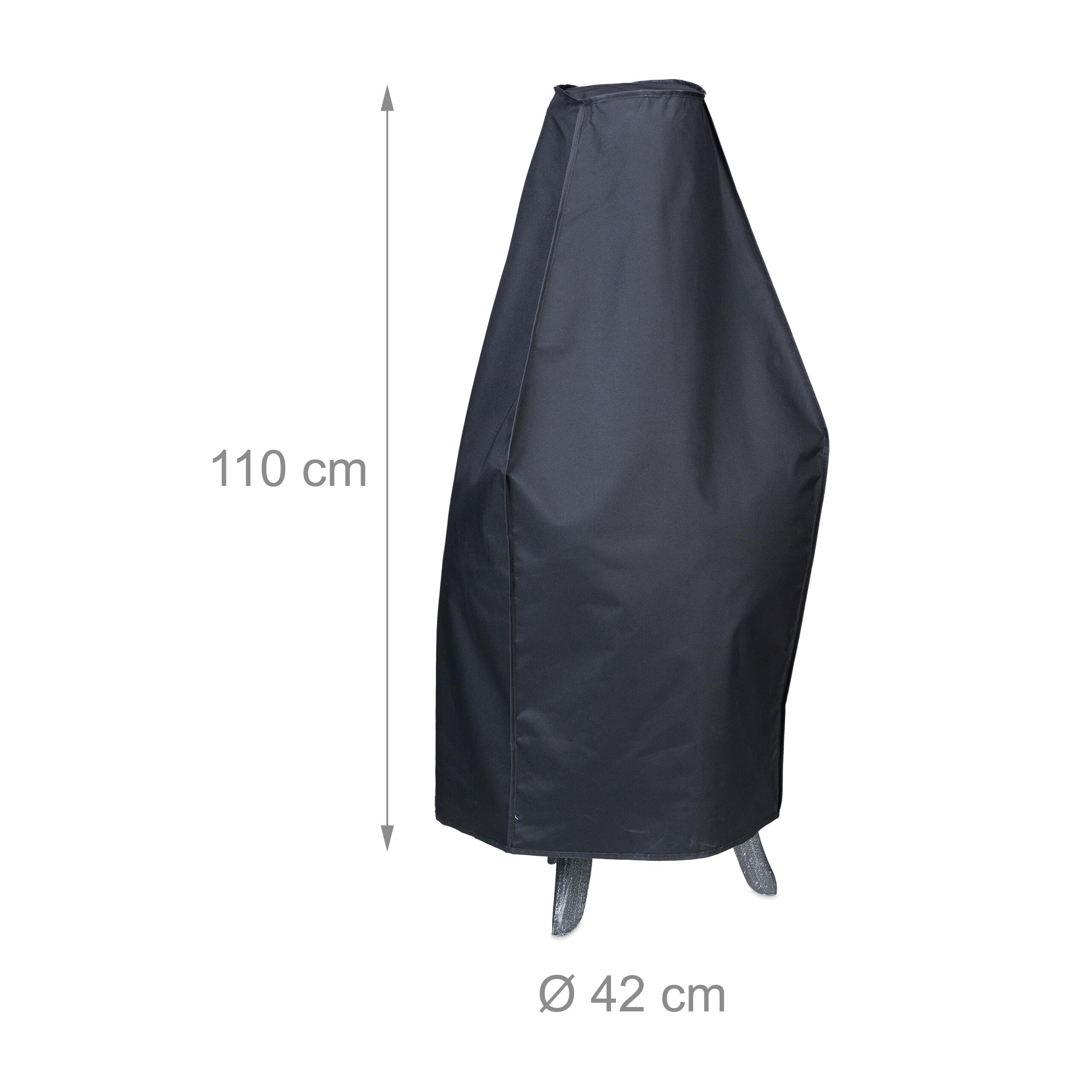 Relaxdays Chimenea Funda Horno Exterior, 110 x 42 cm, Impermeable, 420D Poliéster y PVC, Cubierta Estufa Terraza, Negro, 110 x 42 x 42 cm