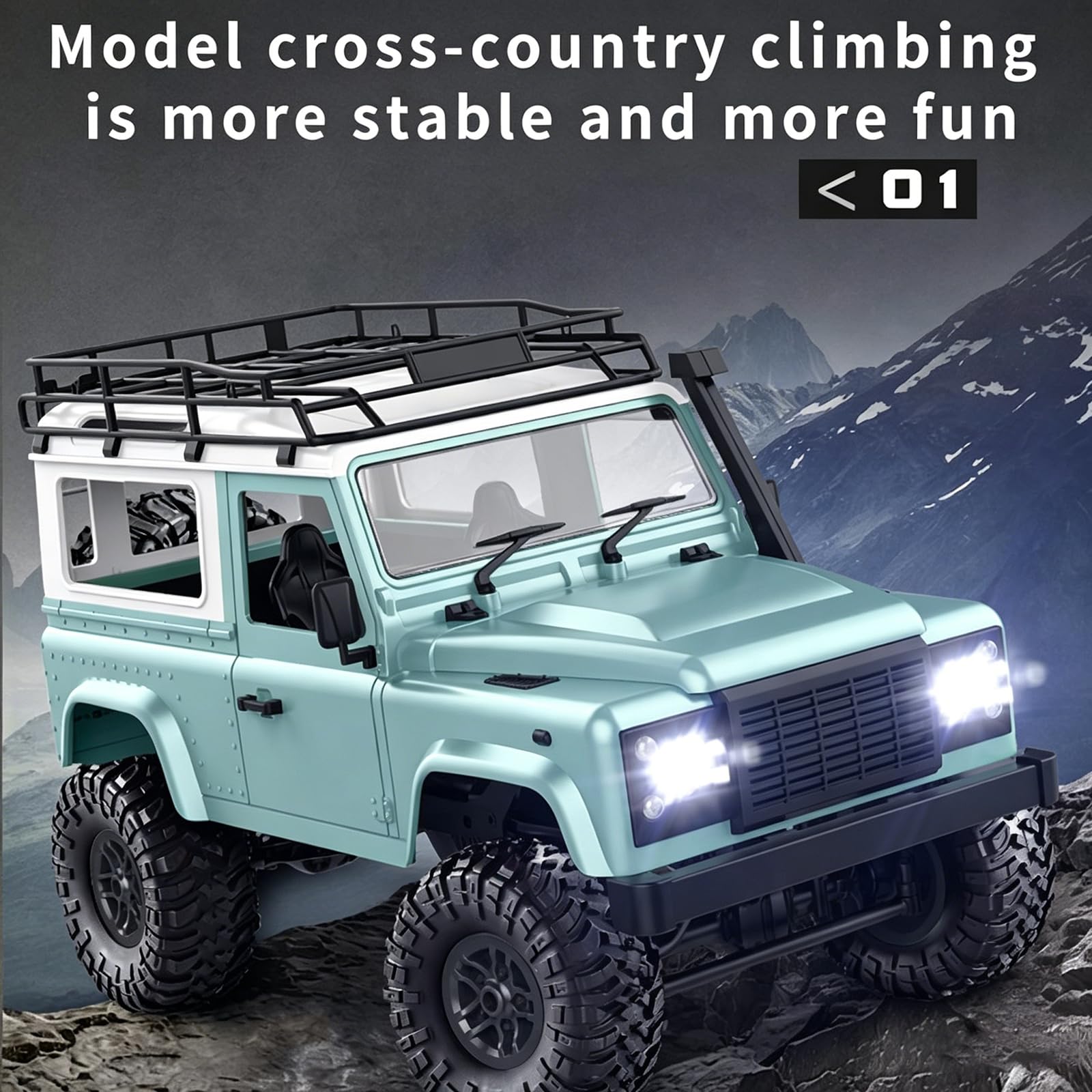 Goolsky MN-D90 Rock RC Crawler 1/12 4WD 2.4G Camion Télécommande à Grande Vitesse de la Voiture de Camion de Route RC a mené la lumière RTR (Bleu)