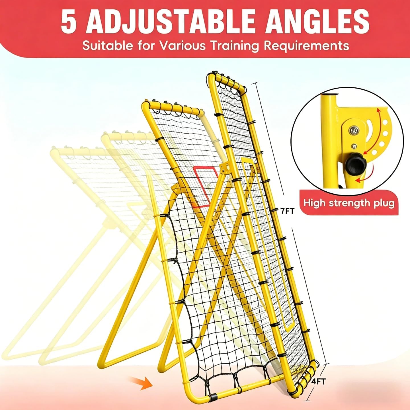 Sports Adjustable Volleyball Rebounder Net 7x4 ft – Bounce Back Training Equipment with Angle Customization for Practicing Volleying, Bumping, Spiking – Durable & Portable with Travel Bag image 5