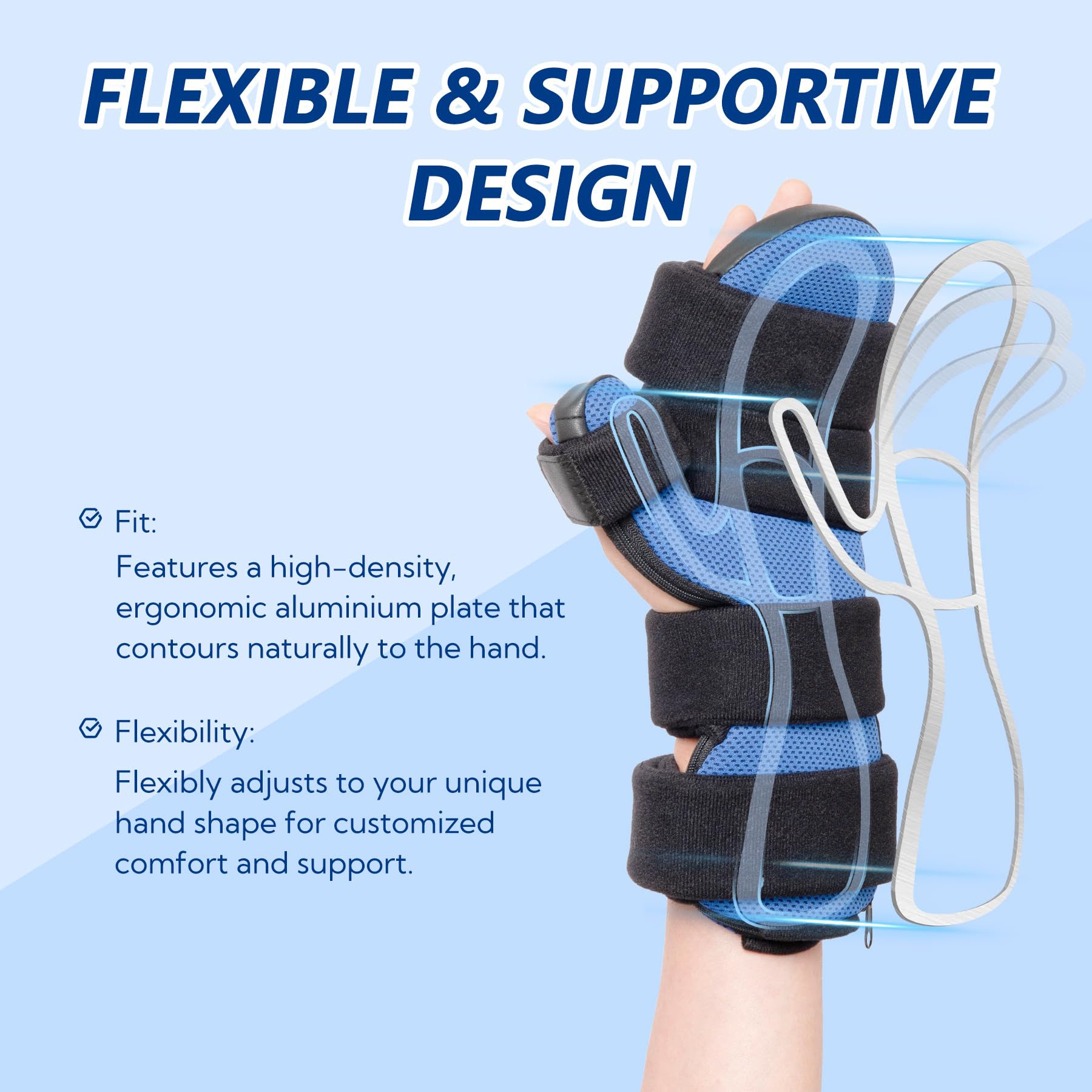 Férula De Mano Con Soporte Para Dedos, Enderezador De Muñeca Y Dedos Para Aliviar La Rigidez, Ajustable Para Mano Izquierda O Derecha, Talla M