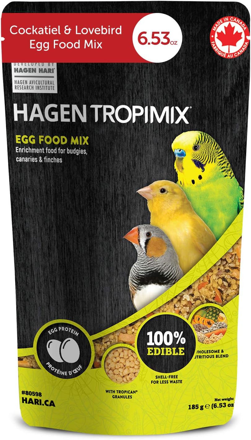 Tropimix Bird Food for Budgies, Canaries and Finches, Hagen Parrot Food with Seeds, Egg, Fruits and Vegetables, Egg Food Mix, 6.53 oz Bag