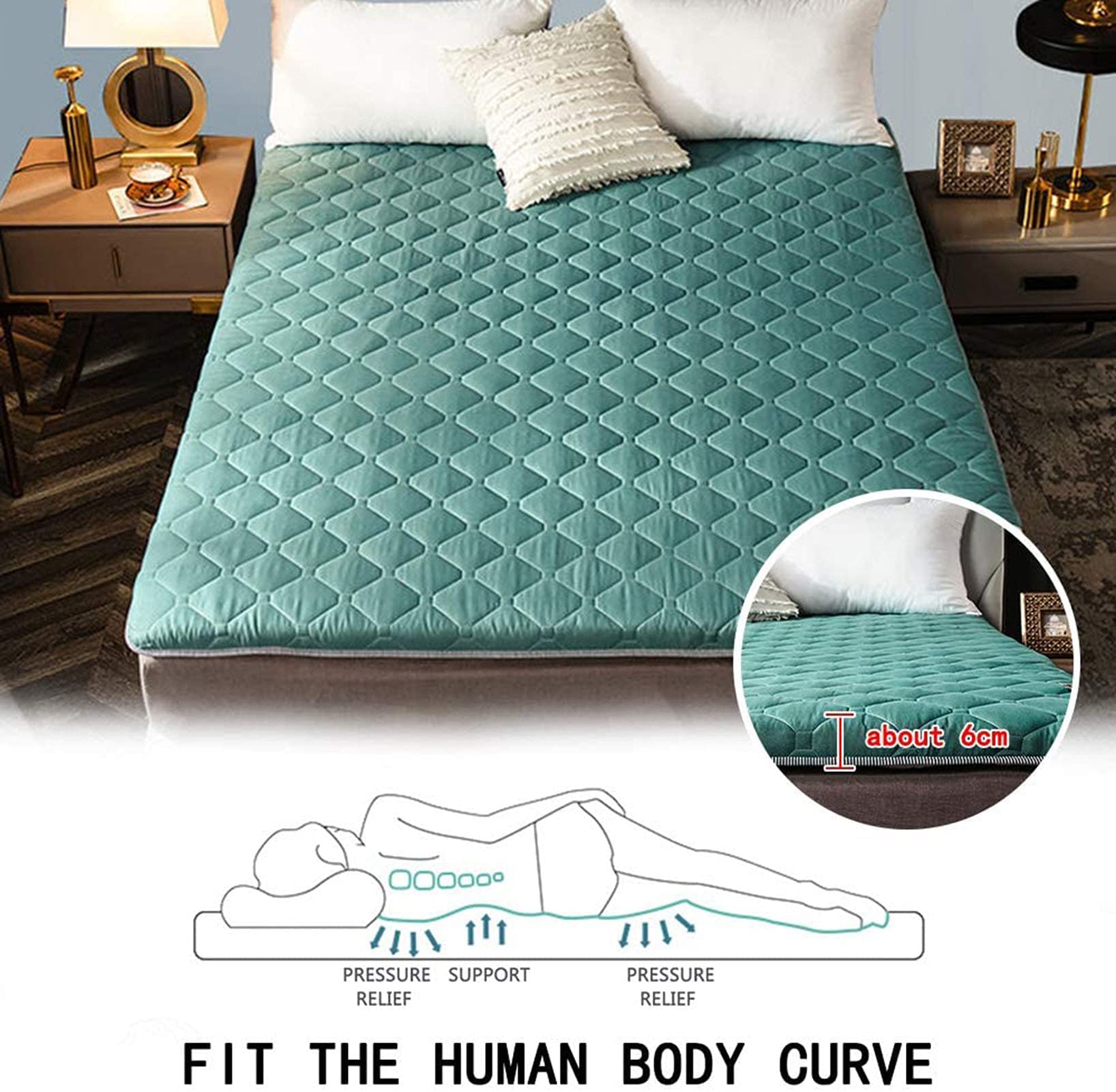 MatrasJapanse futonmatras vouwmatras 5 cm dikke Japanse futonmatras opvouwbare matras draagbaar vloerbed voor bed (kleur: H Maat: 150 x 200 cm (59 x 79 inch