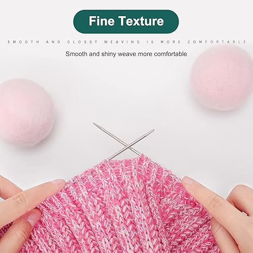 Miniatura 2 de 44 agujas de tejer de doble punta, de acero inoxidable para suéter de tejido recto, juego de agujas rectas de 0.197 in, 0.187 in, 0.177 in, 0.157