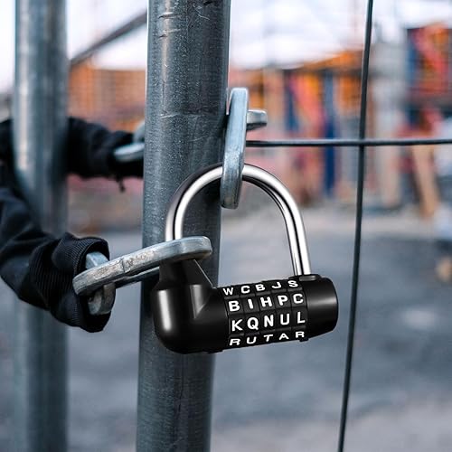 Miniatura 7 de Shimeyao Cerradura de casillero de gimnasio con combinación de 5 dígitos, cerradura de 5 letras para escuela, gimnasio, casillero deportivo, candado
