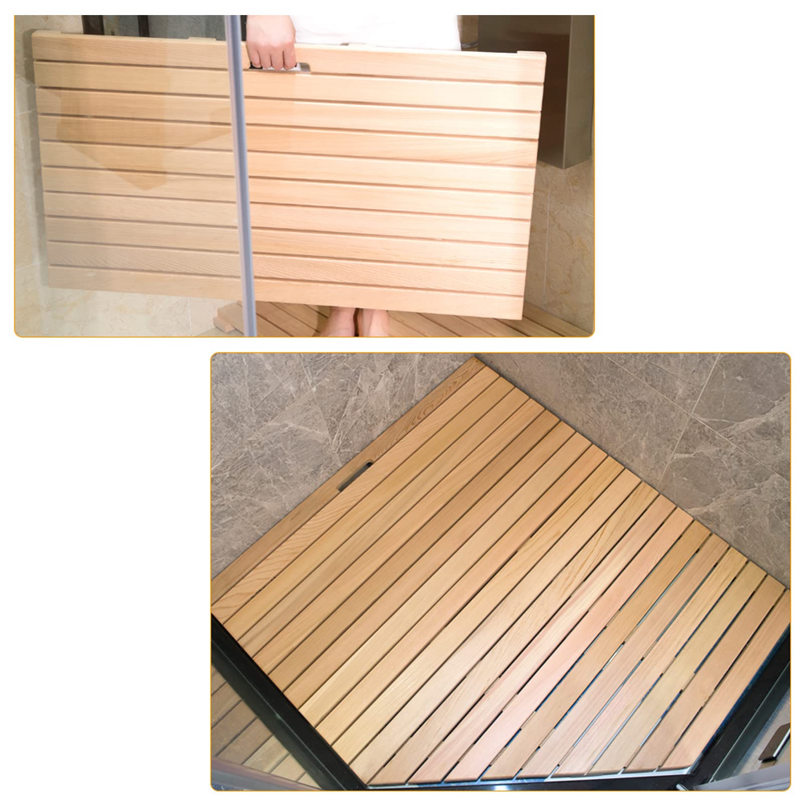 Pedana Doccia in Legno,Pedana per Doccia,Pedana in Legno,Tappetino Doccia Moderno di Lusso,Tappetino per Doccia Naturale,Ecologico Premium,Spa o Uso Esterno (50x30cm/20x11.8in)