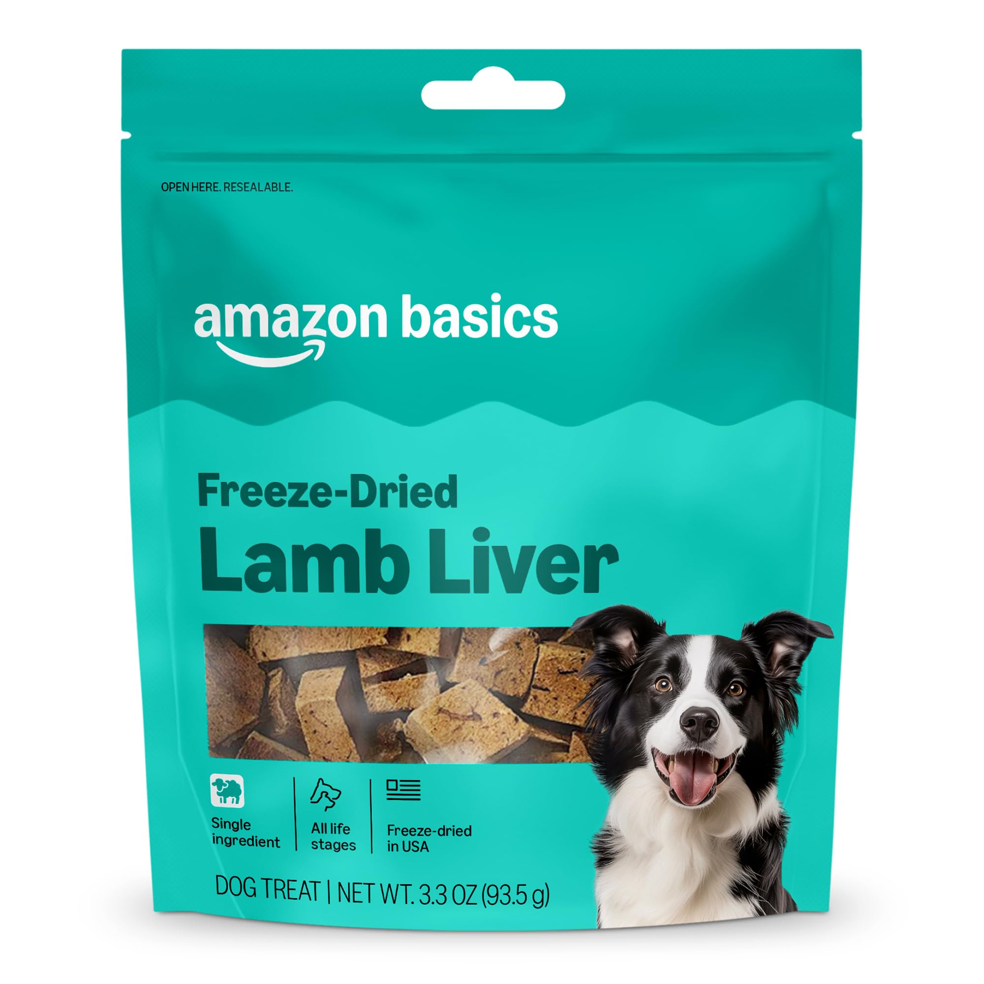 Amazon Brand - Wag Freeze-Dried Raw Single Ingredient Dog Treats, Lamb Liver, High Protein, Healthy Training Treats or Meal Topper for all Dogs, Grain-Free, 3.3oz
