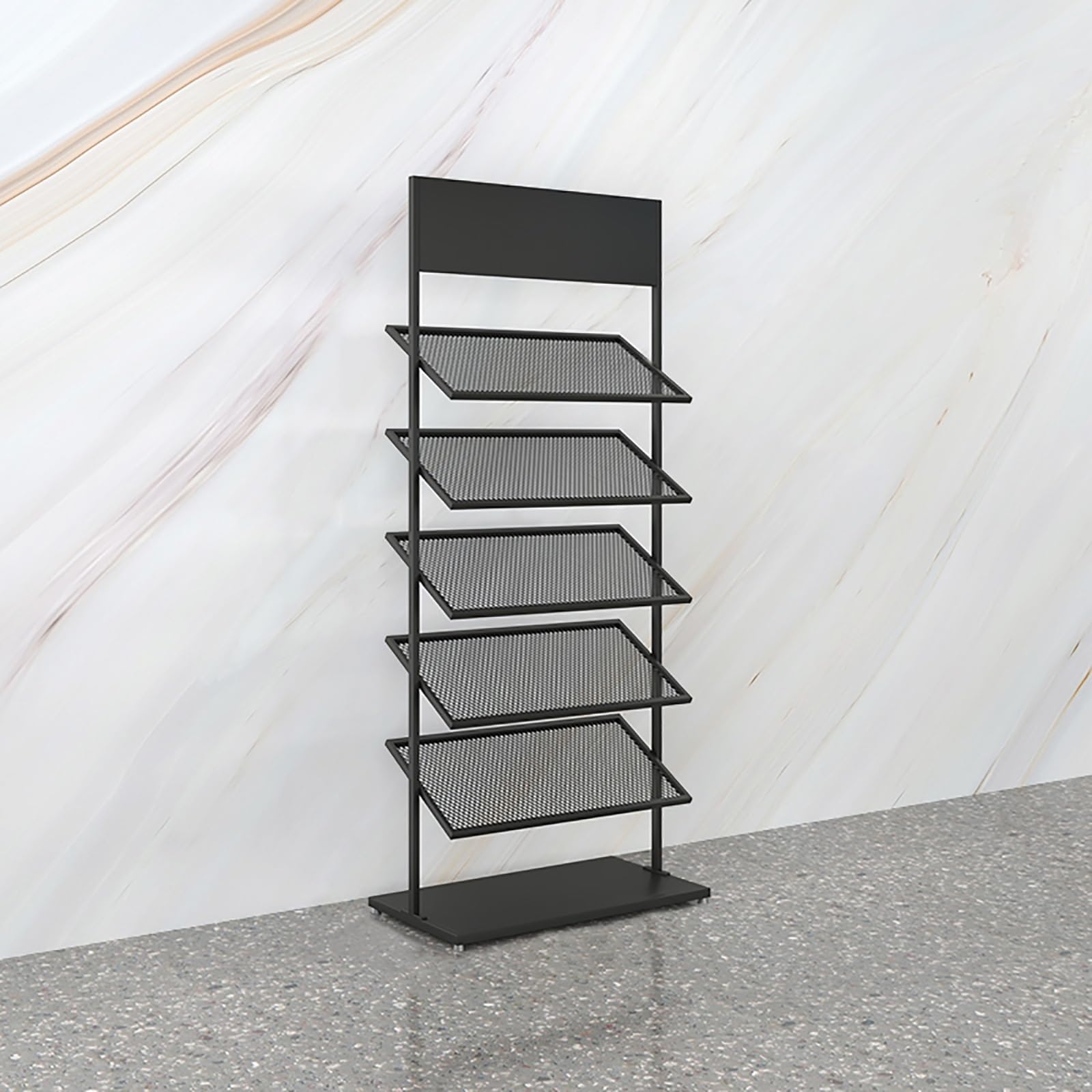 Jkjzsalj Black 5-Tier Metal Porcelain Tile Display Rack,Space-Saving Floor Organizer Stand For Exhibition Halls And Building Material Samples,-67Cm/26.4In