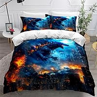 Vista 21 de Juego de funda de edredón para niños, tamaño individual, dinosaurio, funda de edredón 3D en negro y blanco para hombres, de microfibra, 1 pieza