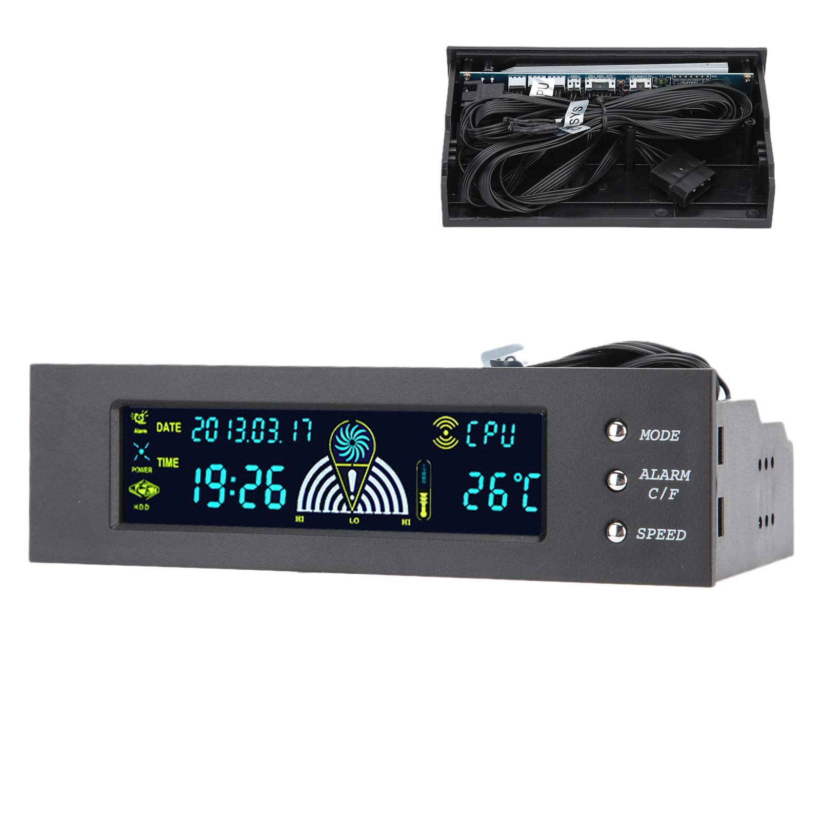 Controller di velocità della Ventola per Computer con Pannello LCD STW?5023 da 5,25 Pollici con Controllo della Temperatura CPU/HDD/SYS Migliora le Prestazioni del Tuo PC con