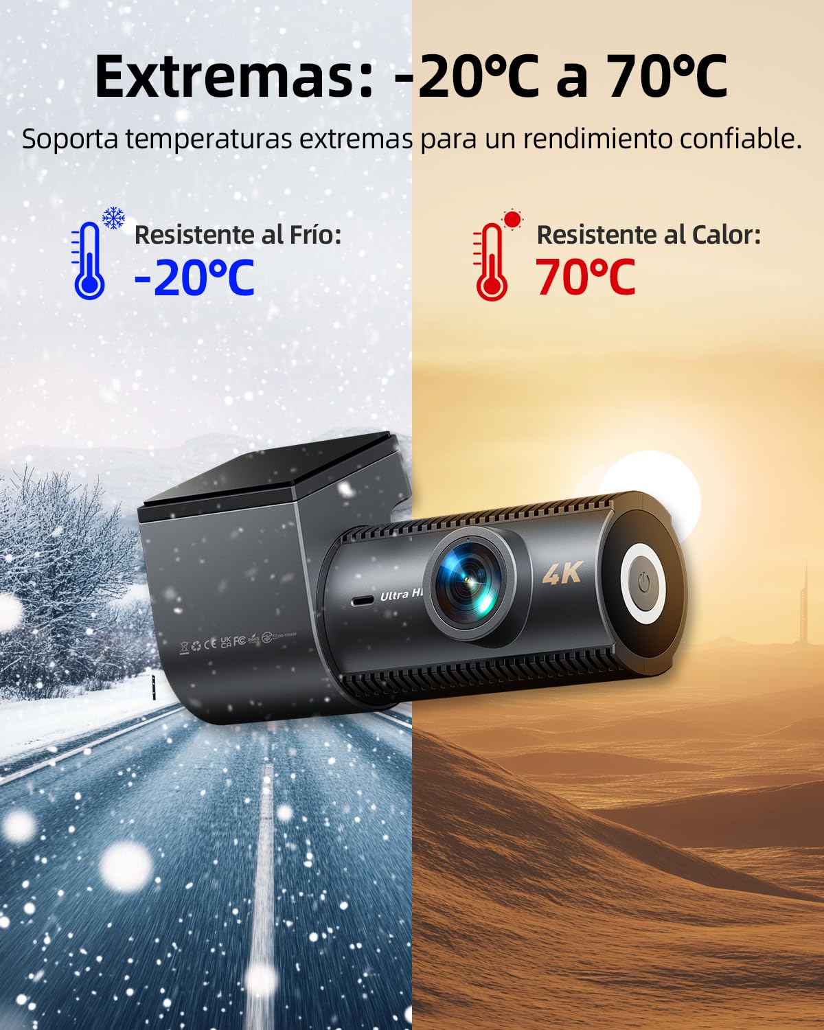 4K+1080P Dash CAM Coche, 5GHz WiFi Dashcam con Tarjeta SD 64GB, Camara Vigilancia Coche con 1,5″Pantalla, 170° Gran Angular, Sensor G,Visión Nocturna,Monitor de Aparcamiento,Grabación en Bucle