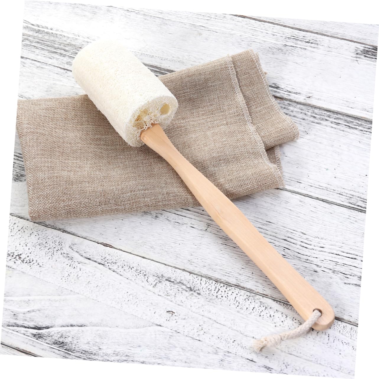 FRCOLOR 6pezzi Spazzola Da Bagno Esfoliante Con Manico Lungo Legno Spugna Naturale Per Doccia e Massaggio Schiena Facile Da Appendere e Asciugare Per Liscia e Morbida