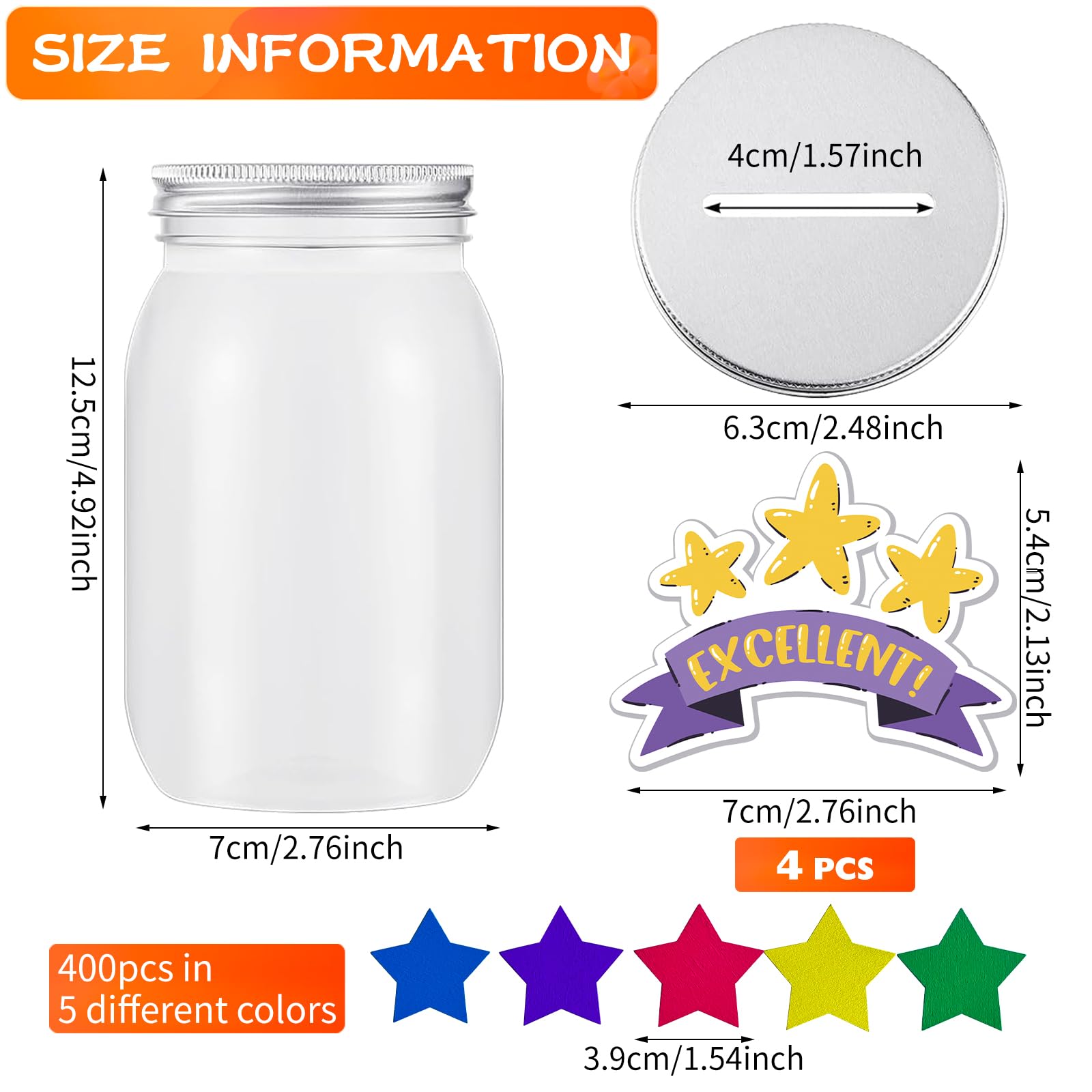 Snapklik.com : 4 Pack Star Reward Jar For Kids