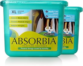 Absorbia Moisture Absorber XL with Activated Charcoal | Pack of 2 (450 g X 2 boxes) | 1L Absorbs|Dehumidifier for Rooms &amp; ...