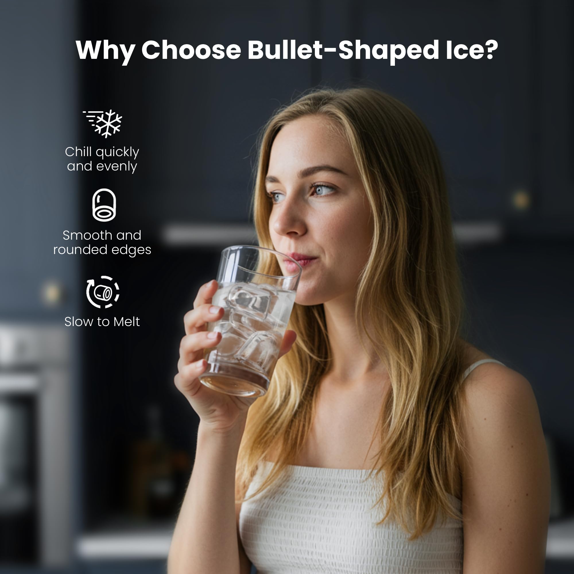 Electactic Ice Makers Countertop,26lbs/24h,8pcs In 6mins,Portable Ice Maker Machine With Self-Cleaning,Interior Lighting,2 Sizes Of Bullet Ice For Home/Office/Party(Black) on Fridge.com - View 5