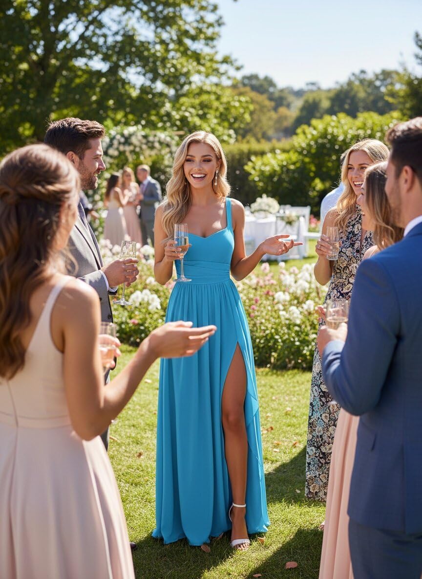 Bridesmaid Maxi Dress Elegant Chiffon Wedding Guest 2026 A Line Prom Cocktail Gown TP999