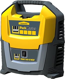 SCHNEIDER PackMaster Tragbarer Kompressor in Kofferausführung 0 Liter, ölfreier Kompressor mit flexiblem Schlauch, maximaler Druck: 8 bar, Leistung: 1,5 PS, Geräuschpegel: 88 dB LwA