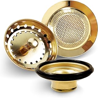 3 Pieces Gold Sink Drain Strainer Stopper, Liubeili Kitchen Stainless Steel Sink Strainer Garbage Disposal Plug, Universal Anti-Clogging Kitchen Sink Filter Sieve Basket Strainer, Wide Rim for Drain