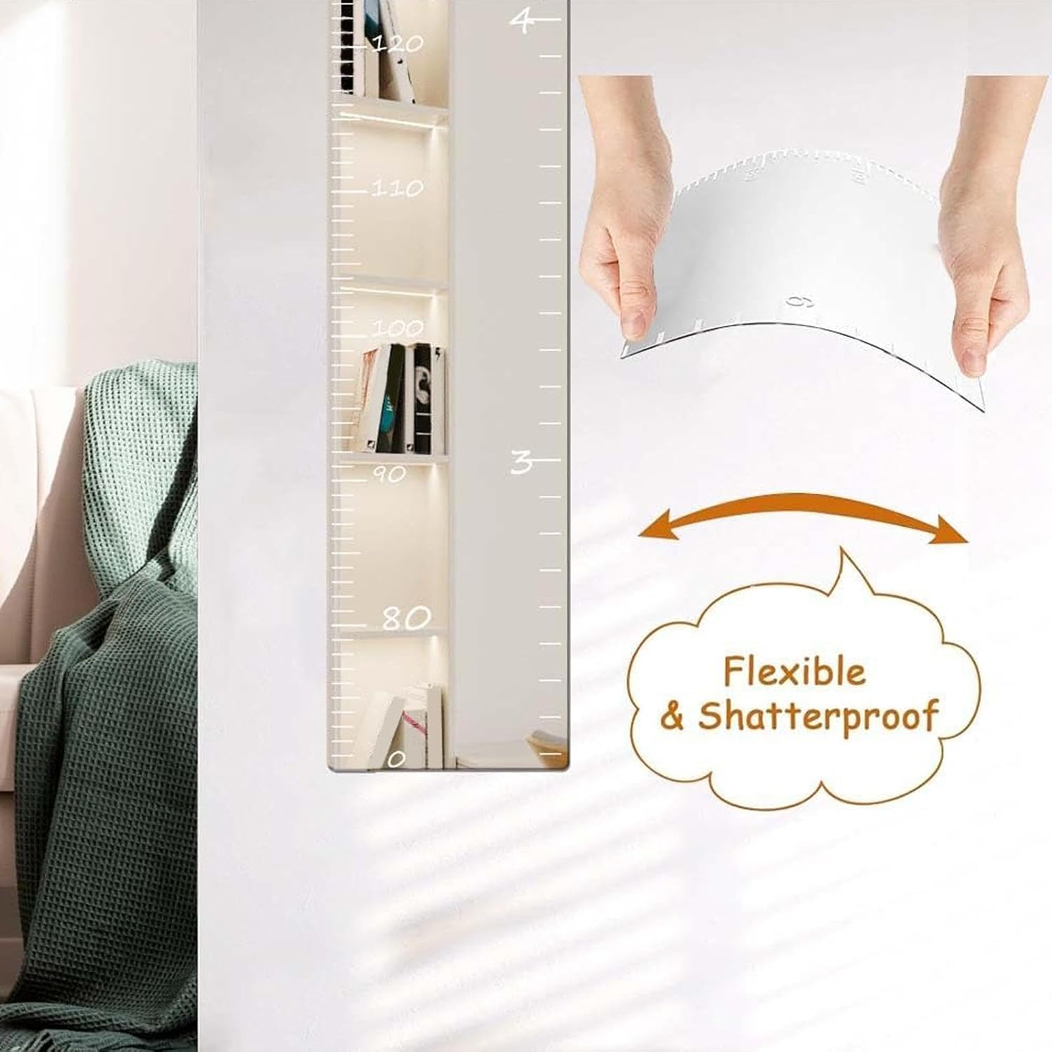 Growth Chart for Kids | Wall Height Growth Chart Deor | Clear Reflection Height Measurement Tool for Playrooms, Children's Rooms, Study Rooms, and Nurseries