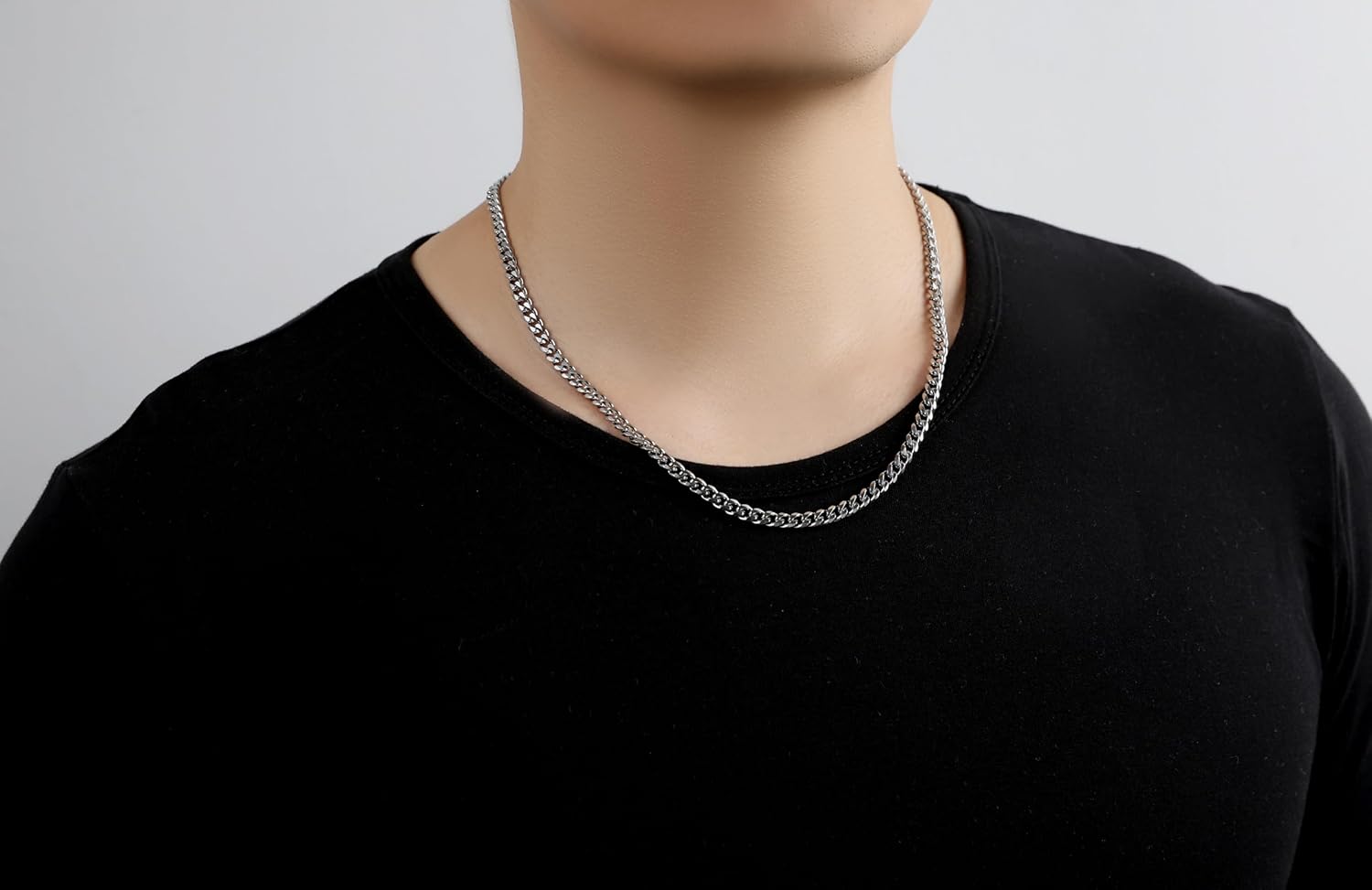 3mm/5mm/7mm Silver Tone Stainless Steel Cuban Link Chain Necklace Jewelry for Men, 16-30 Inches - Image 4