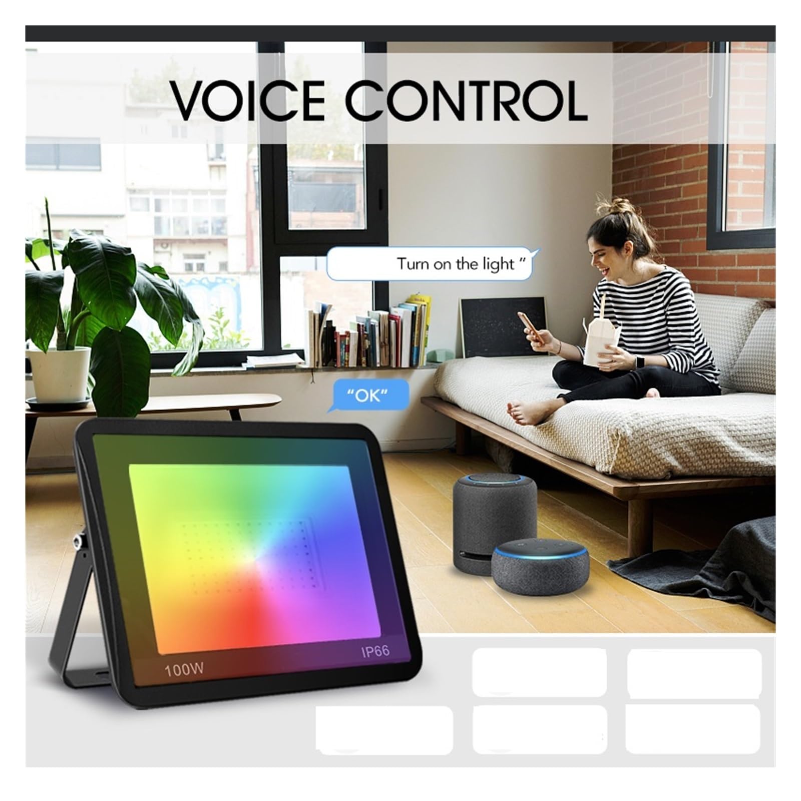 MINING Proiettori per esterni, Proiettore RGB Luci Natalizie Proiettore A Led For Esterni APP Controllo Vocale Illuminazione Esterna A Led For Giardino(50W)