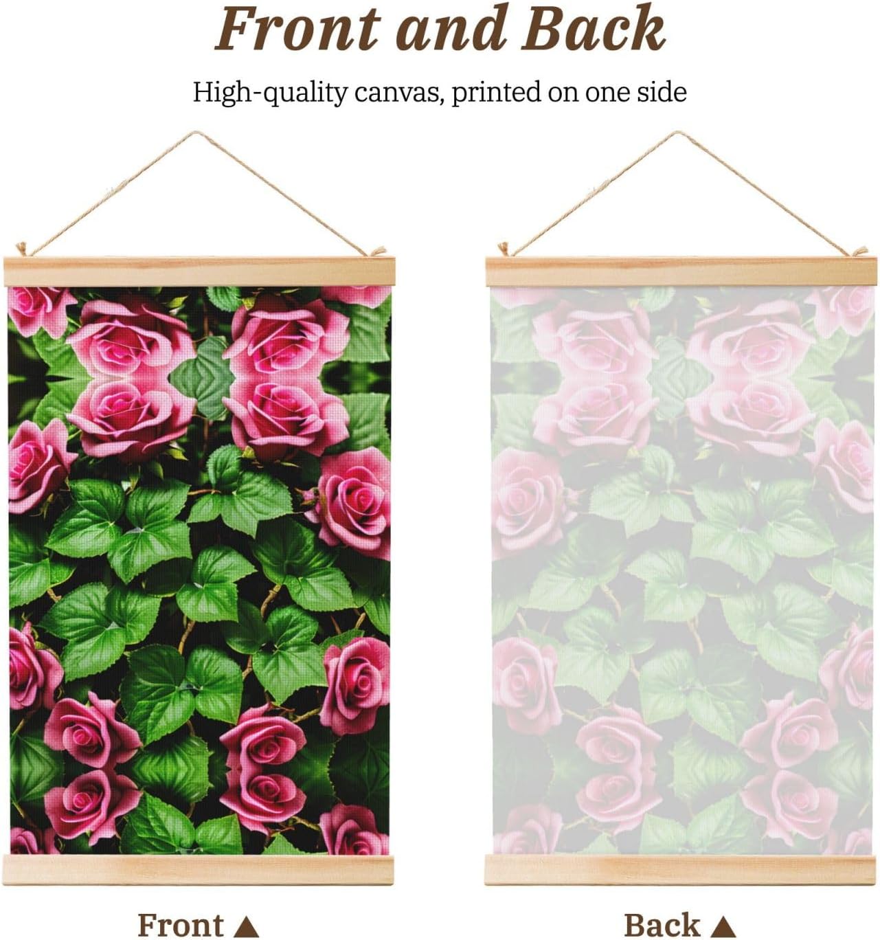 Floral Rose Ivy With Leaves Spring Print Poster Hanger,Hanging Poster, Poster Frame,Wood Poster Hanger, For Wall Hanging
