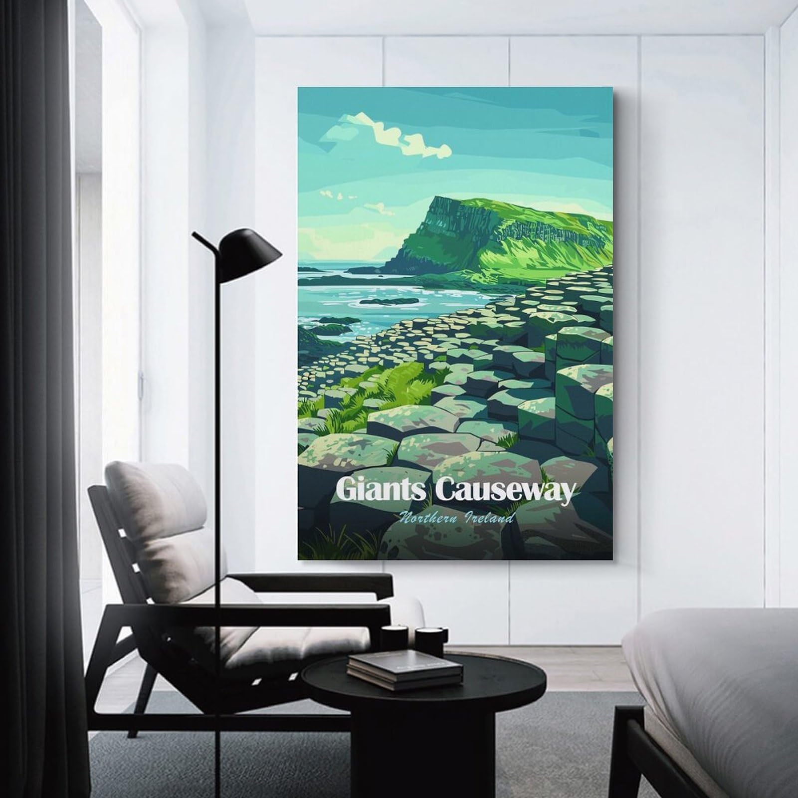 Junmoney Unframe-Style-5 Giants Causeway, Northern Ireland Illustration Room Decor Wall Art 20X30inch(50X75cm), For Entrance Walls, Hall Decor Or Foyers, A Neat Decor Update For Hallways