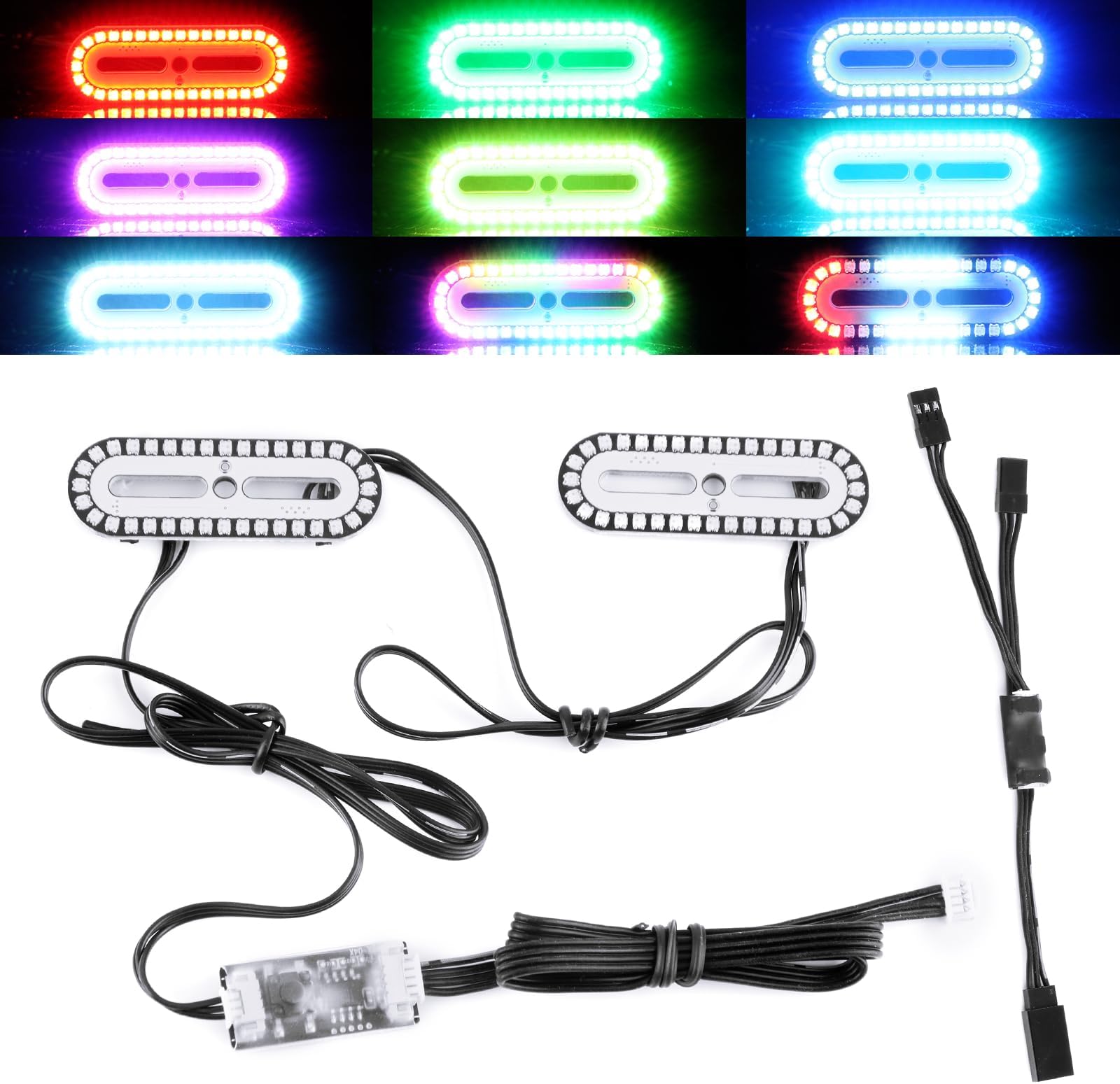 GLOBACT RC LED Light Bar Roof Lamp Headlight Tail Light Bumper Light Police Lights Kit for Traxxas Axial Losi HPI Redcat RC Truck Crawler Universal Parts (36 LEDs)