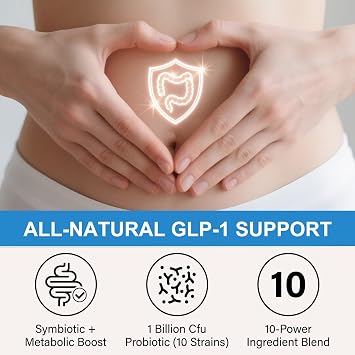 GLP-1 Supplement for Women and Men, Hunger & Metabolism Support - Support GLP1 Naturally, with Prebiotic & Probiotic Blend (90 Capsules)