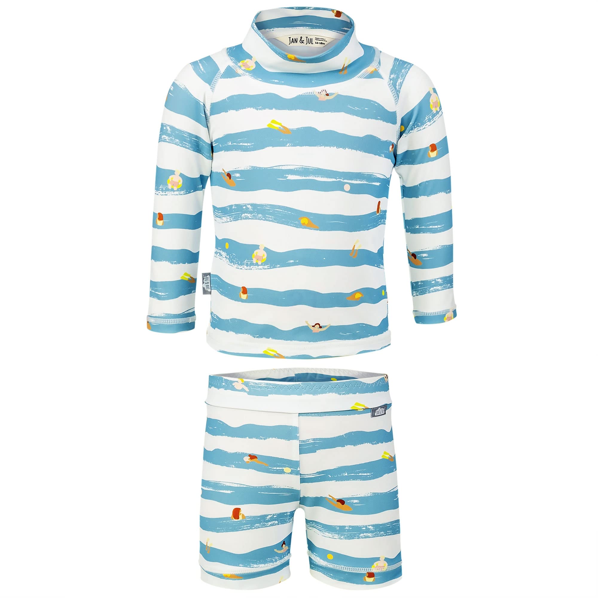 JAN &amp; JUL Long Sleeve 2-pc UV Swim-Suit Set with Shorts (Baby, Toddler, Kids)