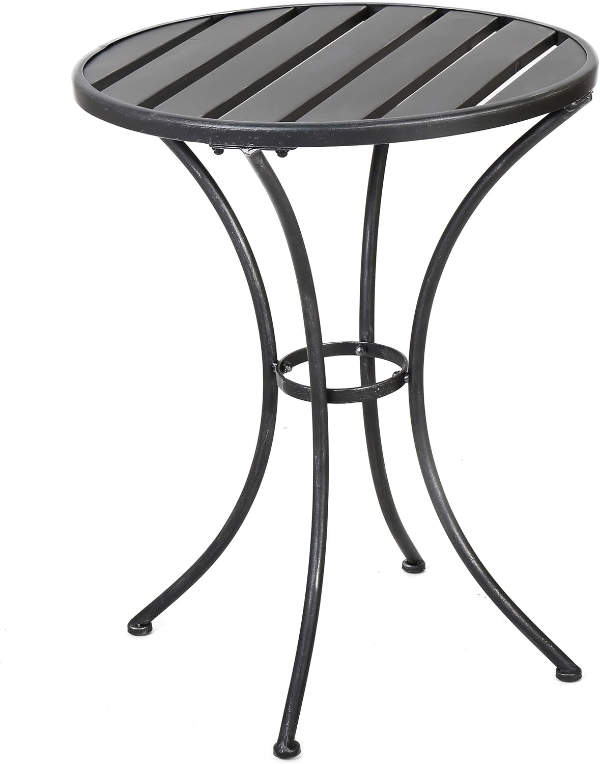 Christopher Knight Home Colmar Outdoor Metal Bistro Set, 3-Pcs Set, Black With Silver