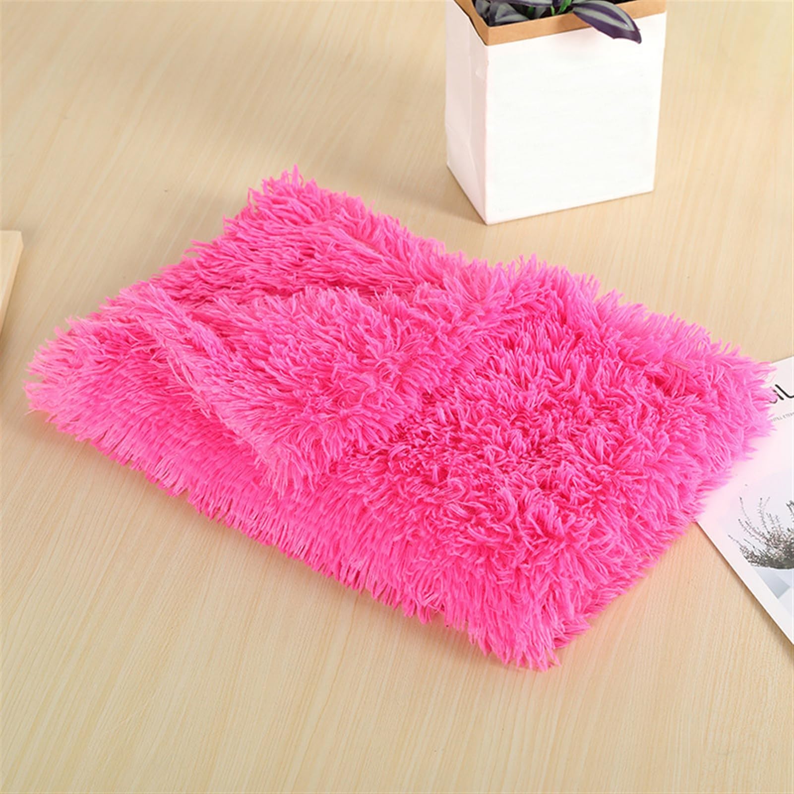 Wokuaile Puppy Blanket Pet Soft Fleece Dog Blankets Fluffy Warm Cat Kitten Throw Plush Washable Reversible for Large Medium Small Dog Hot Pink, 36 x 56 cm — image 1