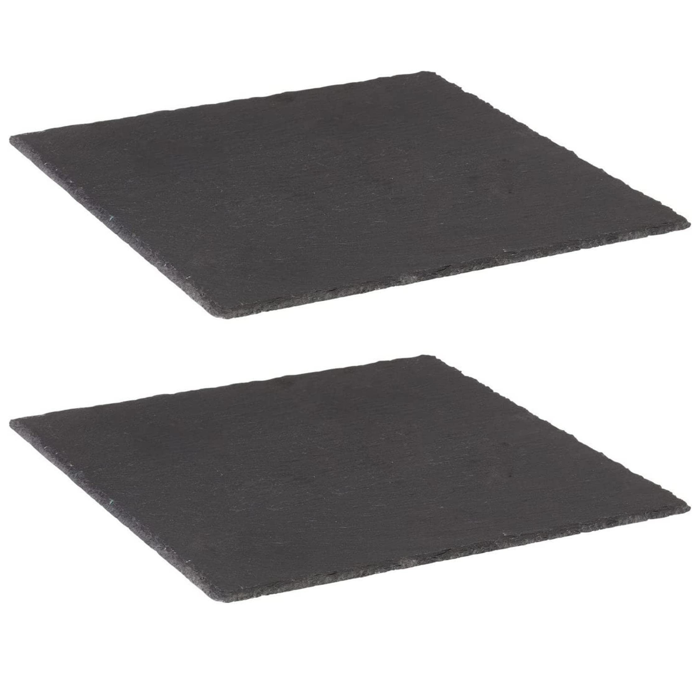 Westmark 2 Naturschiefer-/Servierplatte, quadratisch, mit Kratzschutz, Fläche: je 30 x 30 cm, Schiefer, Tapas + Friends, Anthrazit, 693222E3