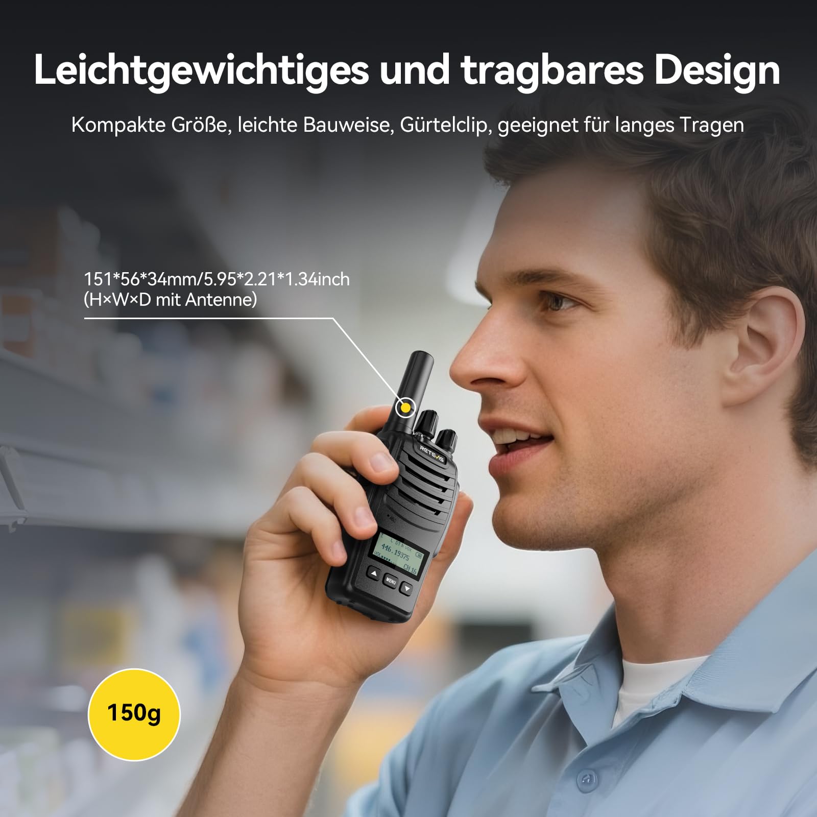 Retevis H777D Walkie Talkie Lizenzfrei, PMR Funkgeräte mit 6-Wege-Ladegerät, LCD-Bildschirm, USB-Aufladbarer 1200mAh Akku, Tragbares Funkgerät für Geschäfte, Sicherheit (6er-Pack, Schwarz)