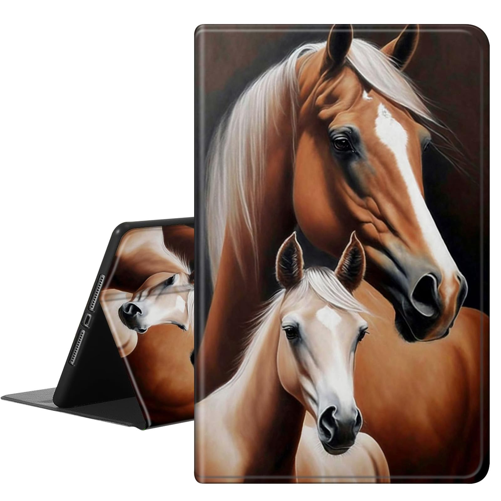 Funda para Kindle Scribe de 10.2 pulgadas (lanzado en 2022), funda inteligente delgada de piel sintética con apagado y encendido automático para Kindle Scribe 2022 e-Reader, caballos marrones