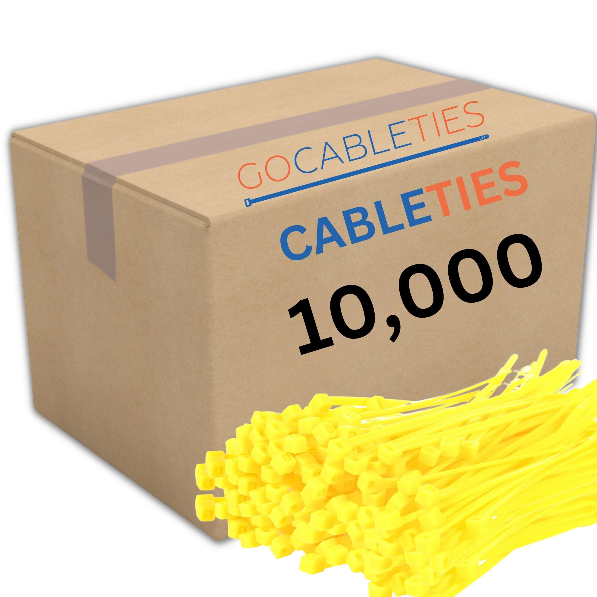 Gocableties Small Yellow Cable Ties, 150mm x 3.6mm, Bulk Pack of 10,000, 6” Premium Nylon Zip Ties, Plastic Tie Wraps, Secure Self-Locking Mechanism, for Home, Garden, Office and DIY — image 1